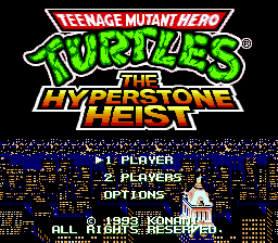 Teenage Mutant Hero Turtles - The Hyperstone Heist (Europe) Title Screen